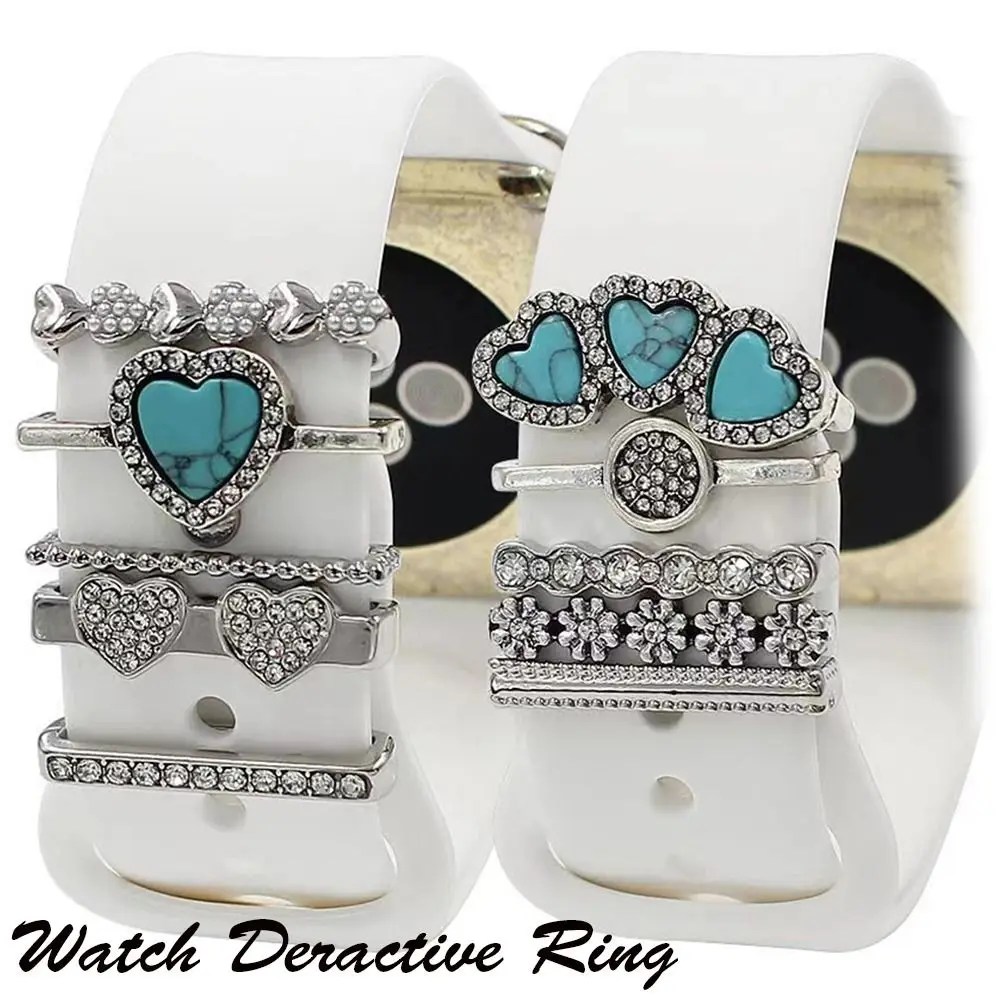Кольцо с алмазным орнаментом, металлические декоративные силиконовые смарт-часы для Apple Watch, ремешок для часов, аксессуары