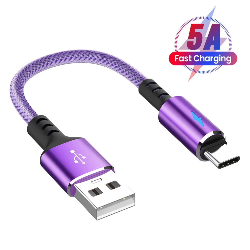 

Ultra Short 25cm USB Type C Cable For Samsung Mate USB A To Type-C Data Wire Cord 5A Fast Charging Cable For Huawei Xiaomi