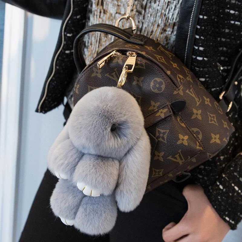 

Rabbit Plush Keychain Ring Fluffy Real Fur Pompon Bunny Trinket Key Chain Charm Cute Keyring Bag Car Key Pendant Sleutelhanger