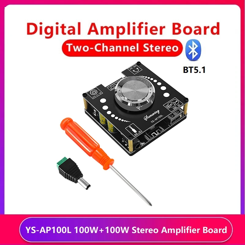 

YS-AP100L Bluetooth Digital Amplifier Board Version BT5.1 Amplifier Board 100W+100W Stereo Dual-Channel Amplifier Board