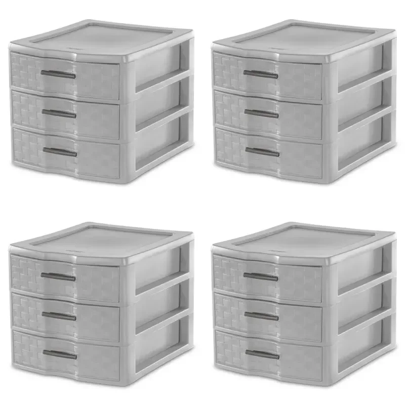 

Fast Shipping Medium Weave 3 Drawer Unit Plastic, Cement, Set of 4