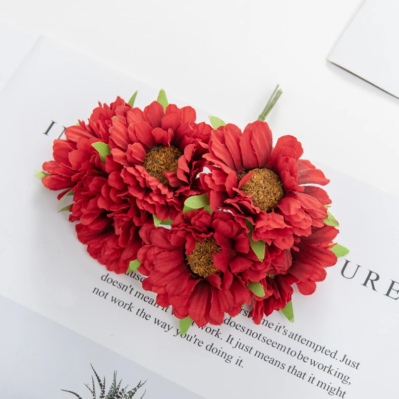 Artificial Flowers Festival Decorations for Home Room Table Wedding Decorative Wreath Silk Daisy Gerbera Diy Gifts Box Scrapbook