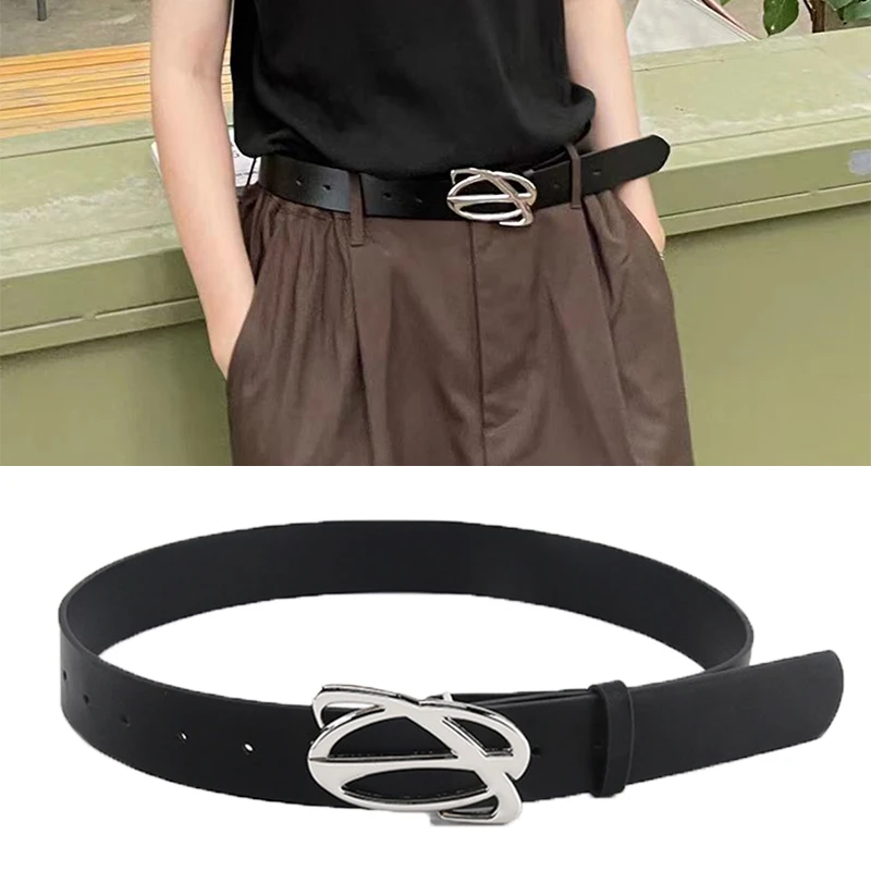 

Leather Belt For Woman Geometric NEW DESIGN Snap Buckle Belt Goth Style Jeans Waist Belt Pants Waistband Dress Waist Strap