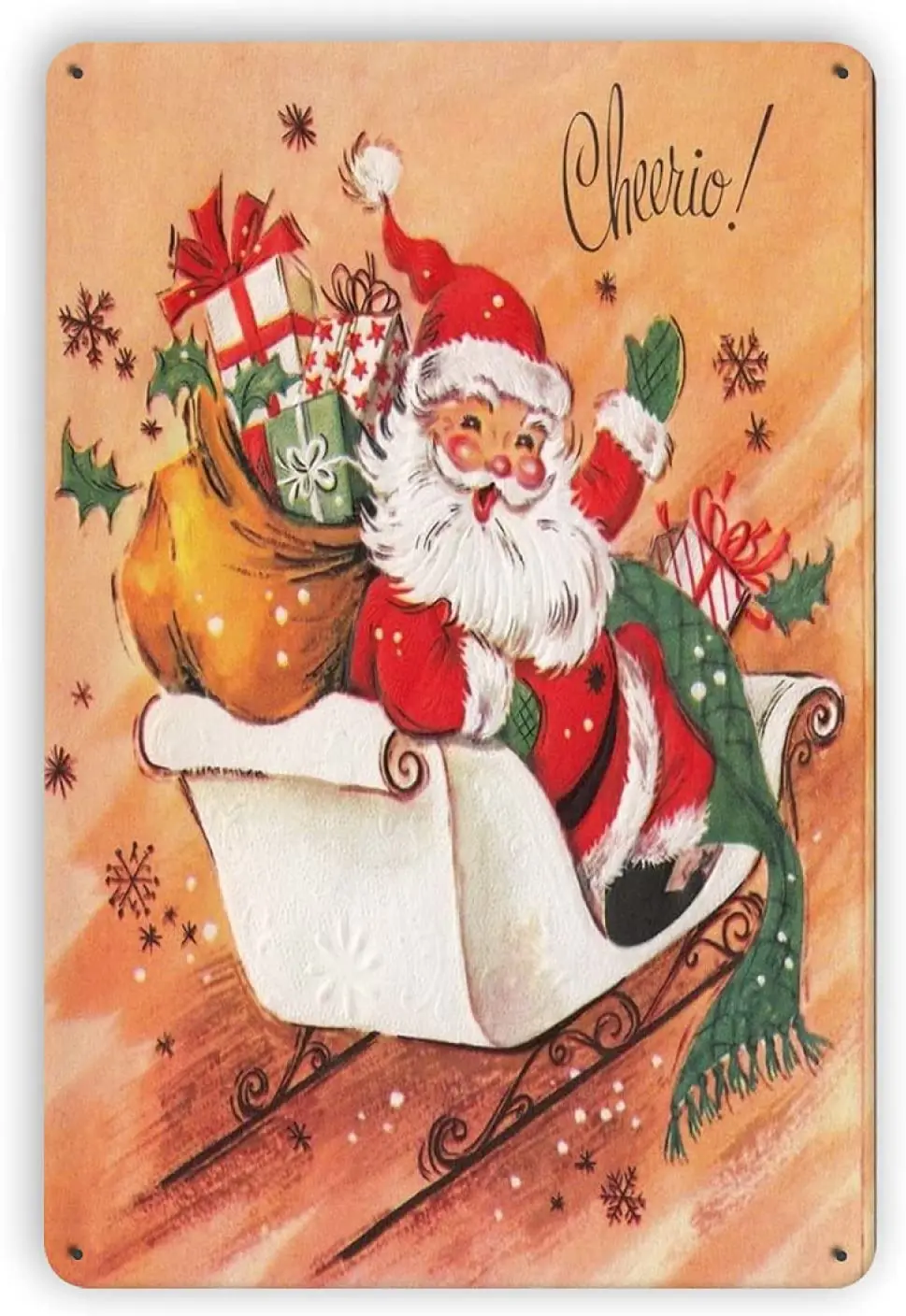 

Santa Claus Vintage Nostalgic Metal Aluminum Sign Merry Christmas Decor for Home Farm Fence Man Cave Bar Club Room Wall Decor