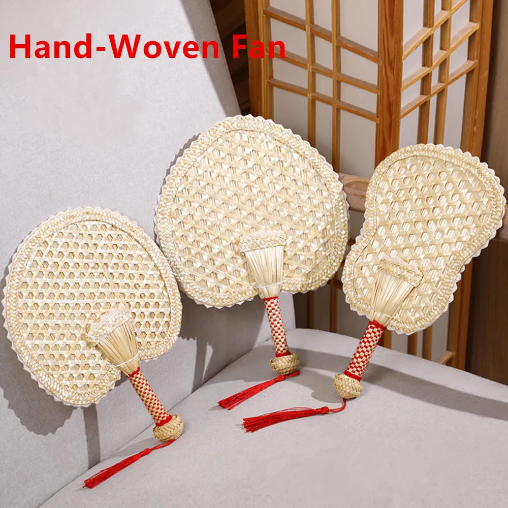 1 шт. плетеный вручную соломенный веер летний экологически чистый круглый ручной
