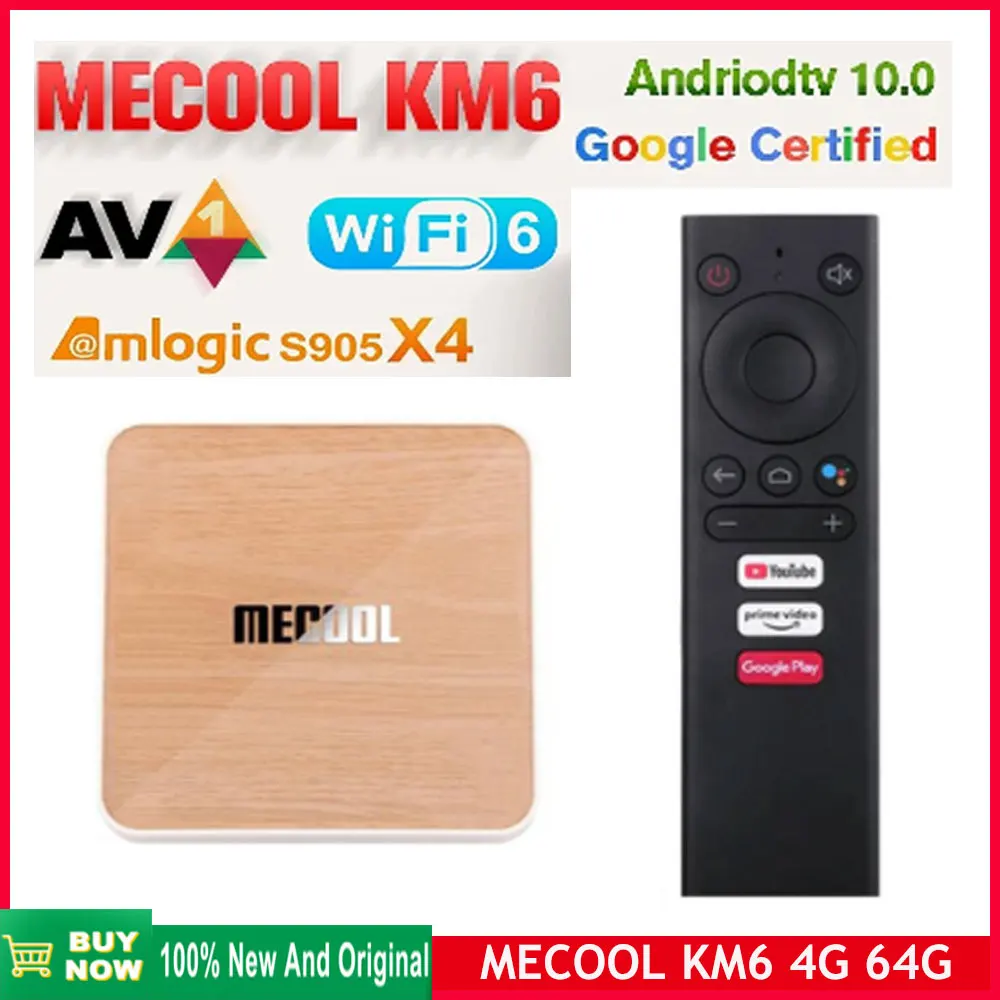 

Mecool KM6 TV Box Android 10 Deluxe Edition Amlogic S905X4 4GB 64GB Google Certified Wifi 6 AV1 Media Player 1000M Set Top Box