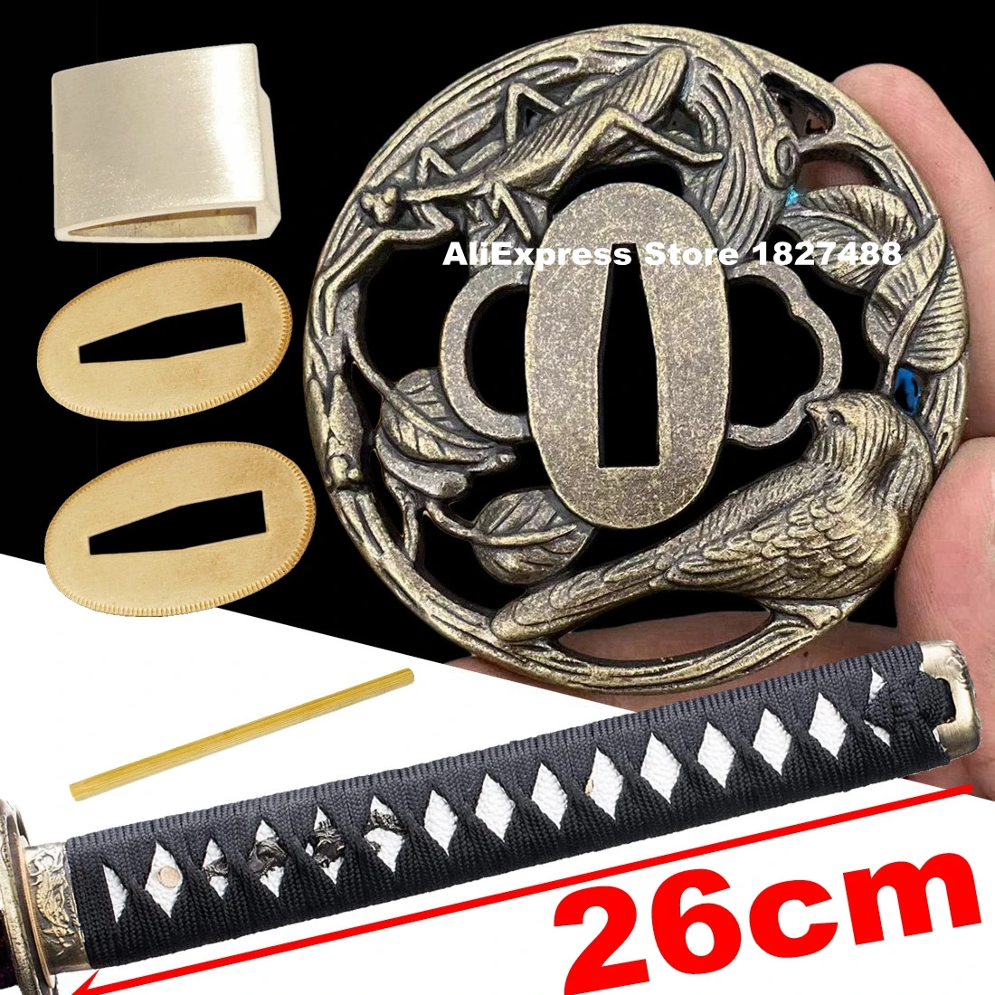 Мантисжелтая птица Tsuba защита из сплавафучиКаширахабакименукисеппаРучка для японского меча индивидуальная звеньевая фурнитура (art.: 3920c91bb6901) - 3920c91bb6901