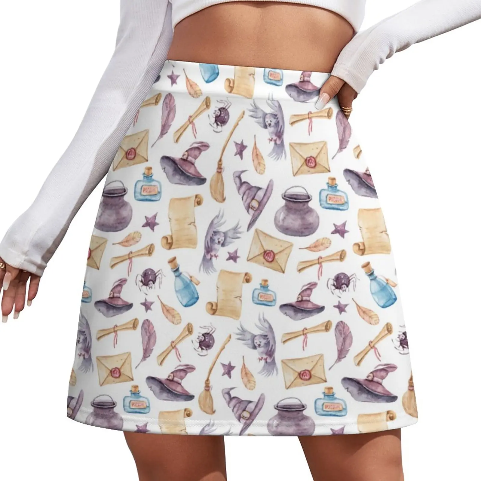

Witch School Kit A-line Skirt Fantasy Wizard Trendy Fashion Casual Skirts Female Modern Mini Skirt Print Clothing Birthday Gift