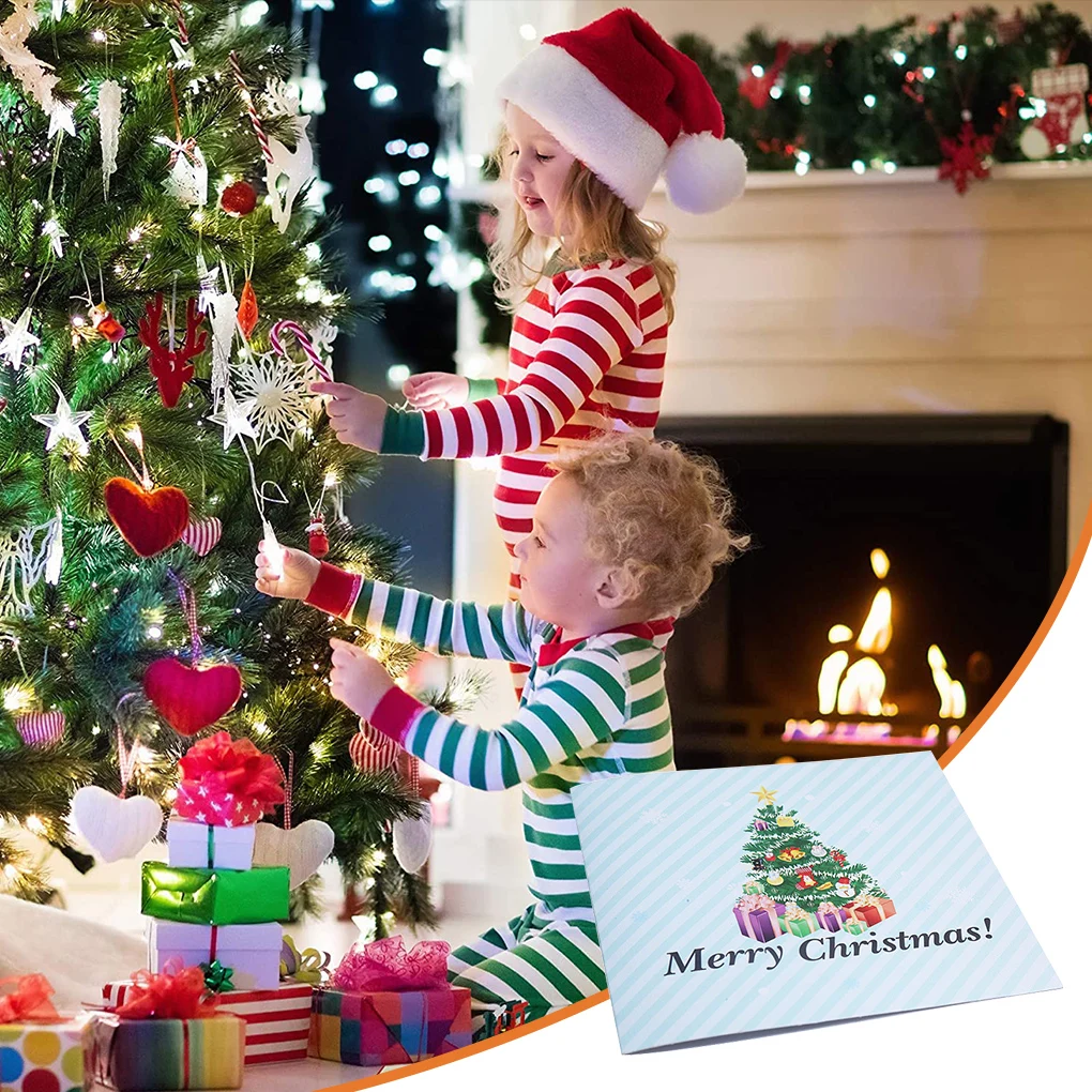 

3D Pop UP Merry Christmas Card Santa Claus Tree Xmas Decoration Best Wish Winter Gift Laser Cut New Year Reindeer Greeting Card