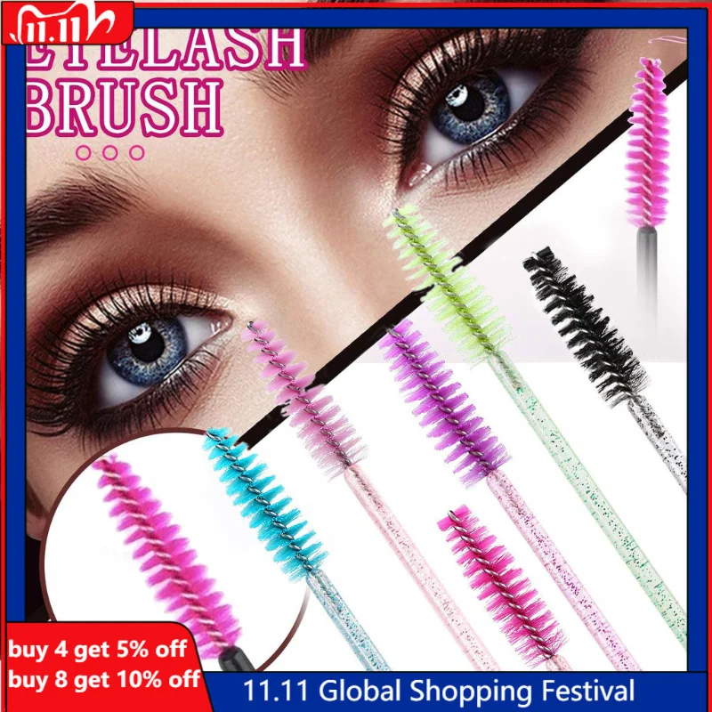 

25/50Pcs/pack eye fake Lashes disposable Crystal Eyelash Brush Comb Extension Mascara Wands lash eyelashes Makeup Beauty tool