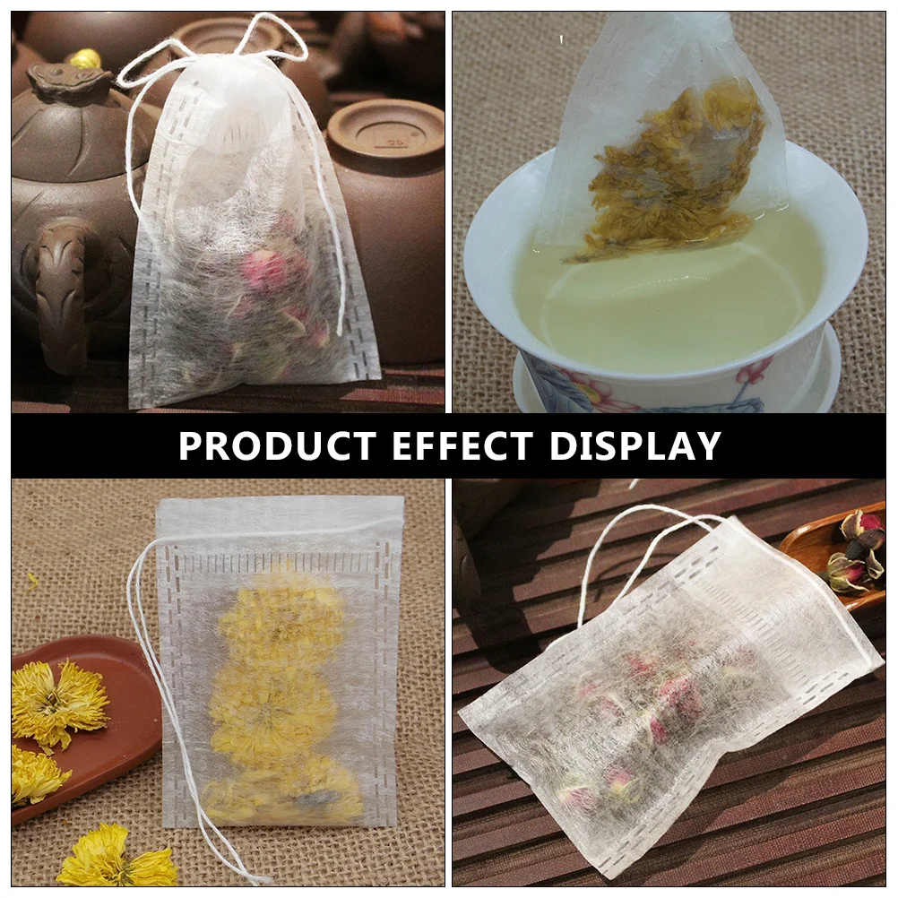 100 шт. фильтр-пакетики для чая с белыми заварочными листьями из белкового волокна