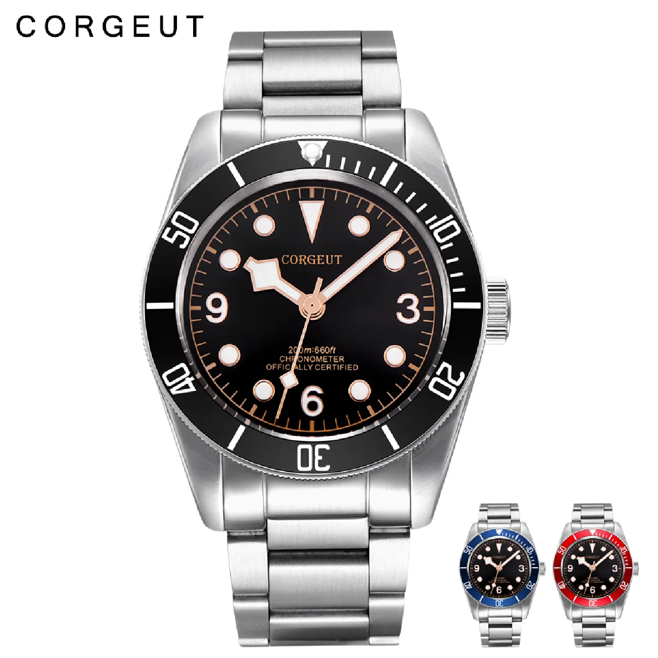 

Corgeut Luxury Brand Mechanical Watch Schwarz Bay Men Automatic Military Sport Swim Clock Mechanical Business Wrist Watches
