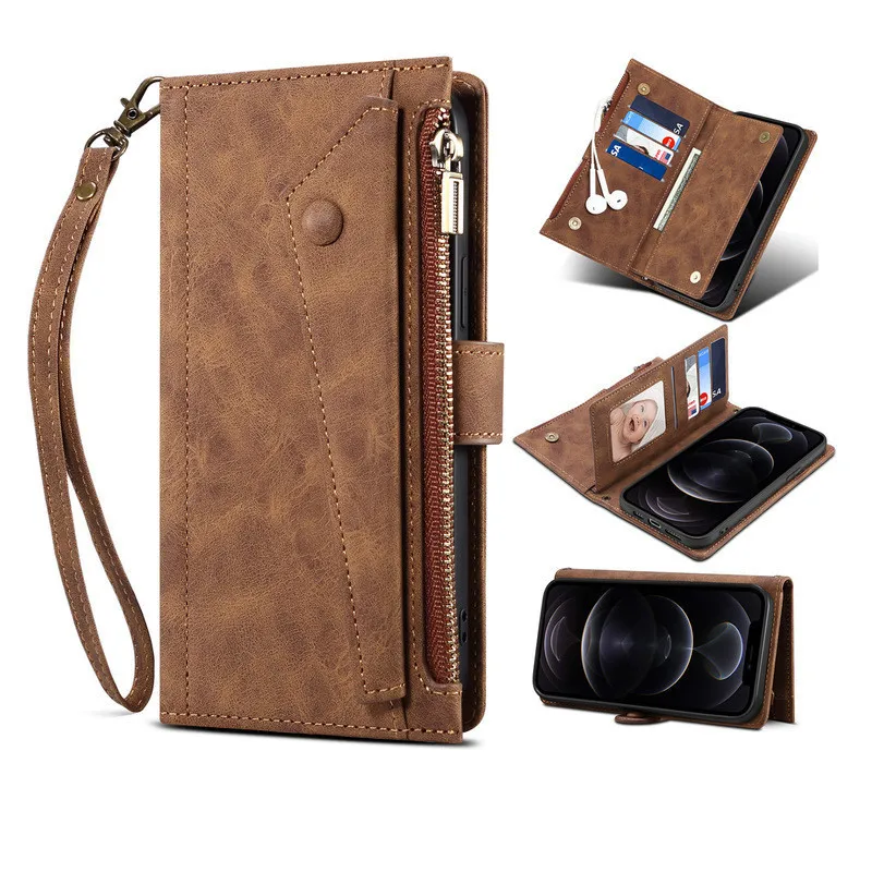 

Zipper Wallet Case For Xiaomi Mi 11 Ultra 12 Pro POCO X3 NFC POCO F3 Redmi Note 11 10 9 Pro Flip Leather Cards Phone Bags Cover