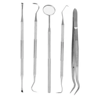 5pcsset dental instrument tools kits with case dental probe dentist scaler mirror plier tooth scraper oral hygiene care clean
