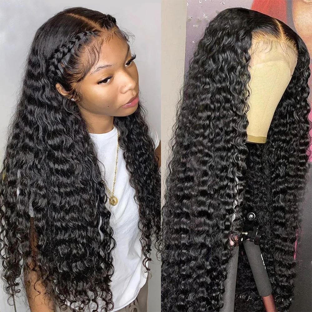 

Парик из натуральных вьющихся человеческих волос с глубокой волной, 30, 32 дюйма, 13x4