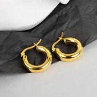 sipengjel fashion geometric metal gold color circle hoop earrings hip hop glossy hoop earrings for women minimalist jewelry 2021
