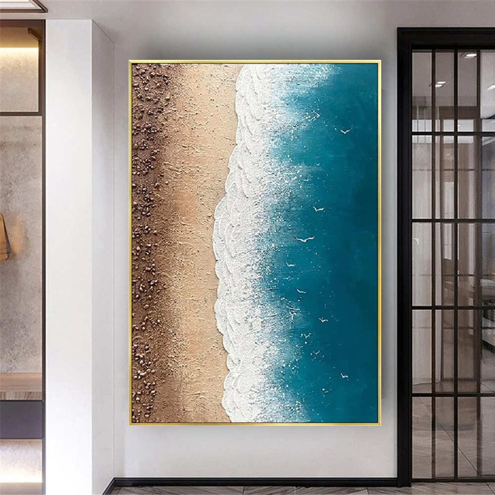 

blue Ocean Sea Waves Canvas Seascape oil Paintings Cuadros Abstract Handmade canvas Painting Scenery Wall Picture For Home Decor