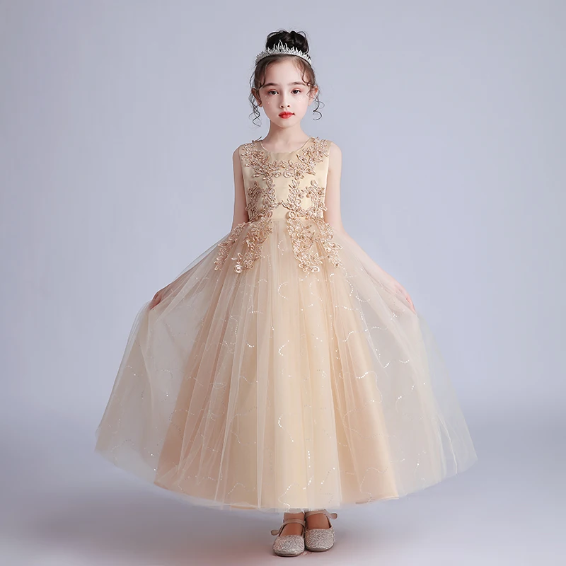 

Kid Wedding Dresses for Girls Elegant Flower Princess Long Gown Baby Girl Christmas Dress vestidos infantil Size 4 6 12 15Years