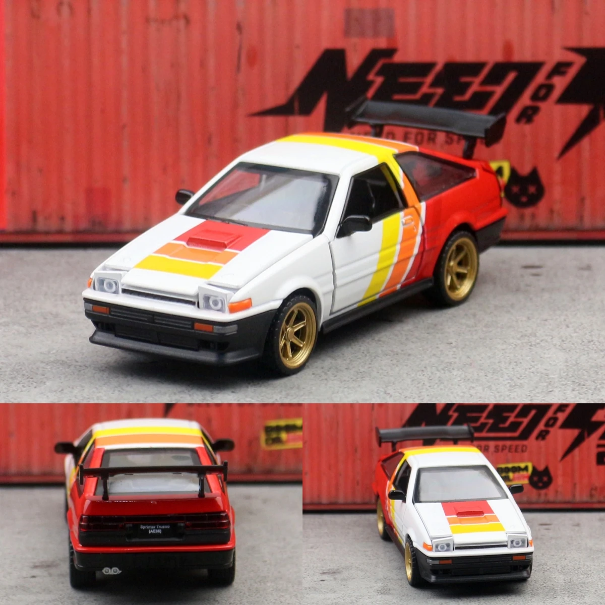 Фото Масштабная модель гоночного автомобиля Toyota AE86 Sprinter Trueno 1/37, сборный набор CCA, литая миниатюра с свободными колесами, коллекционный подарок для мальчиков №5