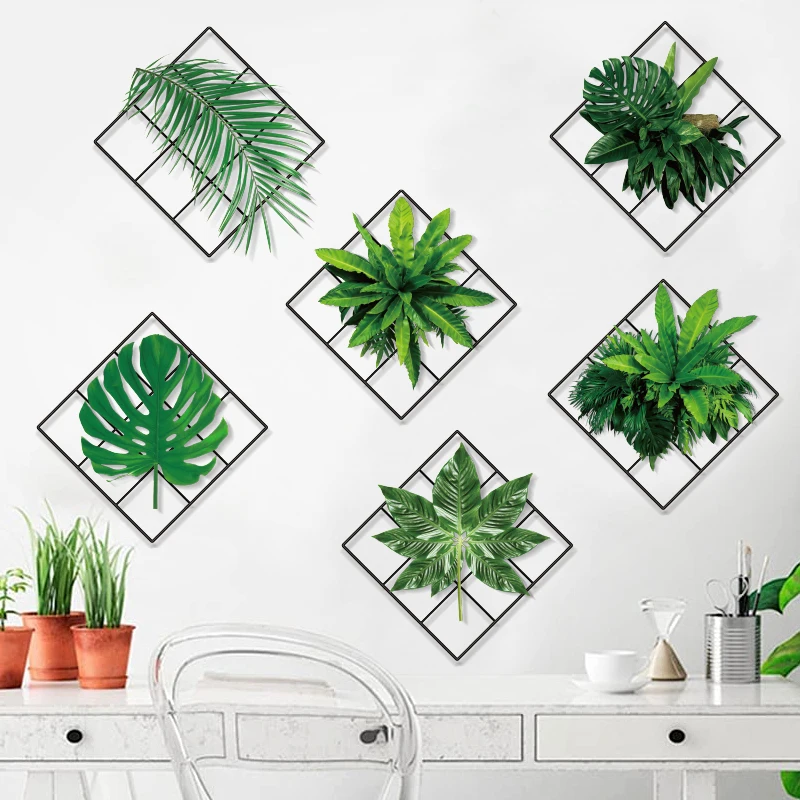 

home decor 3d nordic design plant leaf wall sticker self adhesive living room palm leaf wall decal