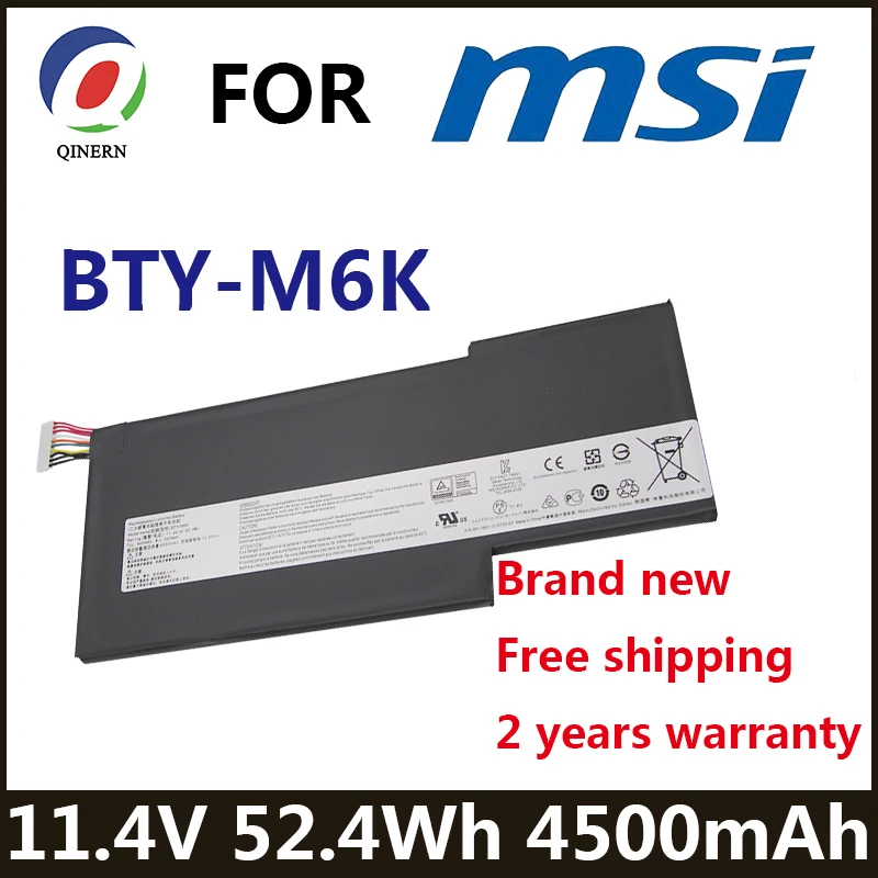 

BTY-M6K 11.4V 52.4Wh Laptop Battery For MSI MS-17B4 MS-16K3 GF63 Thin 8RD 8RD-031TH 8RC GF75 Thin 3RD 8RC 9SC GF65 Thin 9SE/SX