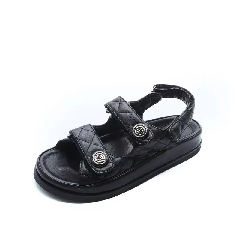 2023 Summer Sandals Women Casual Flat Holiday Beach Shoes Woman Peep Toe Hook Thick Sole Sandalias Fashion Comfort Sandals
