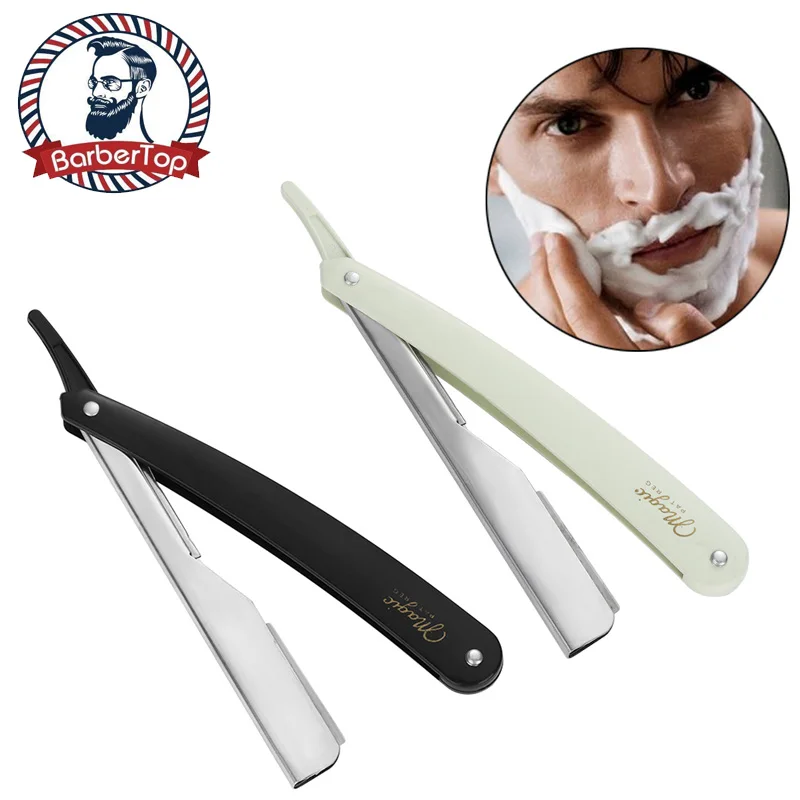 Straight Edge Stainless Steel Sharp Barber Razor Folding Shaving Beard Cutter With Blade