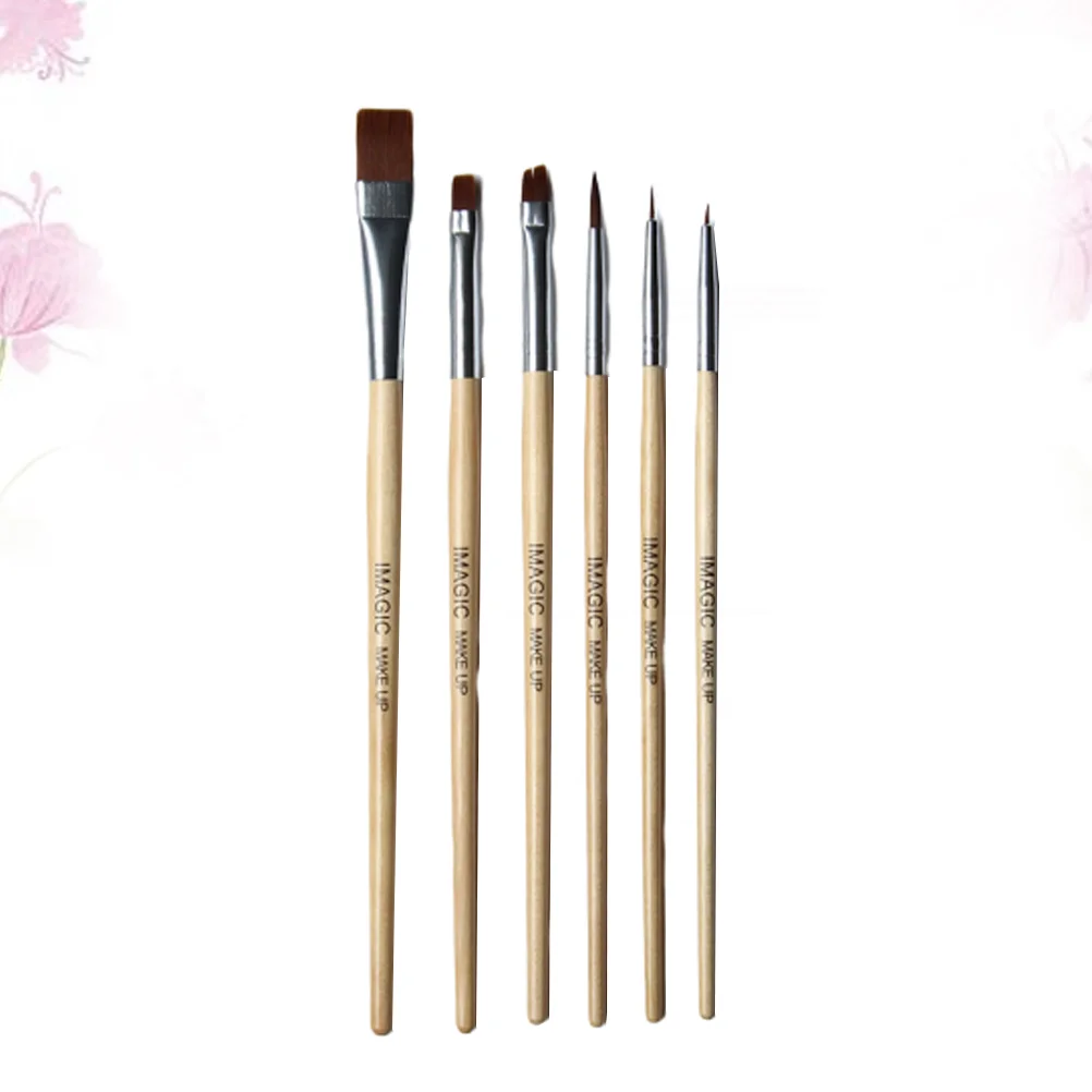 

6pcs High-end Nylon Bristles Makeup Brush Wooden Handle Halloween Oil Painting Brush Nail Kit Party Fancy Make Acrylic paints