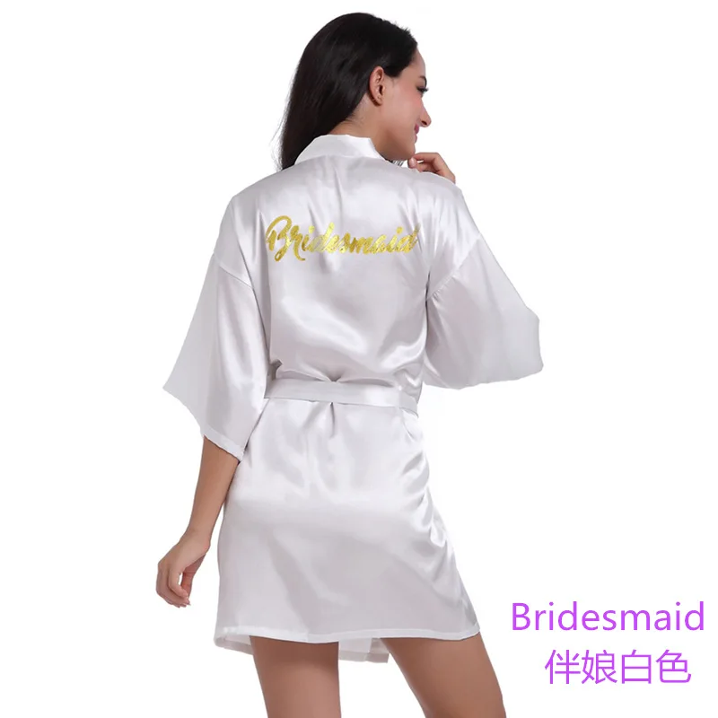 2022 Gilded Onion Powder Bridesmaid Morning Gown Wedding Dressing Gown Women's Thin Imitation Silk Cardigan Gown White