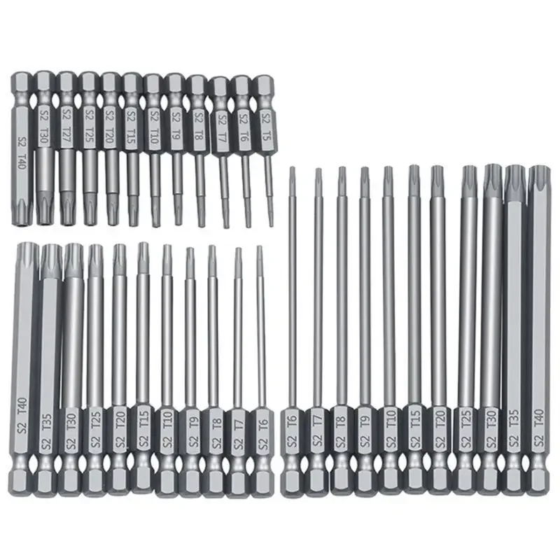 

11pcs 12pcs Security Bit Set Tamper Proof Screwdriver Drill Bit Screw Driver Bits Torx Flat Head 1/4" Hex Driver Bits