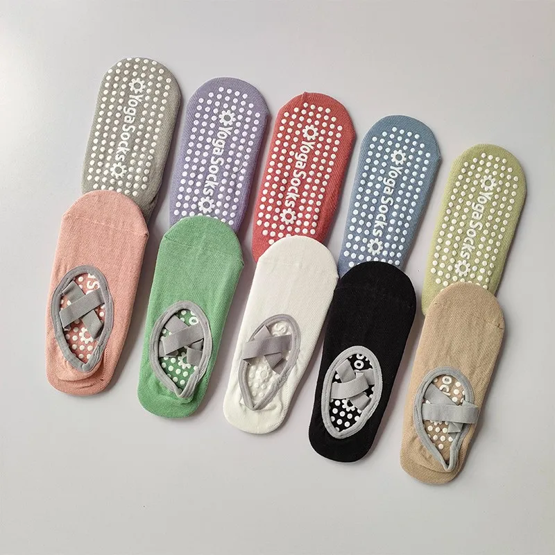 

Носки для йоги для женщин, нескользящие носки и ремешки для фитнеса, хлопковые носки-тапочки, носки для дома, носки для пола, спортивные носки