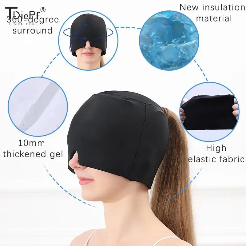 

1pc Gel Cold Headache Ice Cap Migraine Relief Cap Stress Relax Pain Head Hot Cold Therapy Cold Pack Eye Mask Ice Hat MassageTool