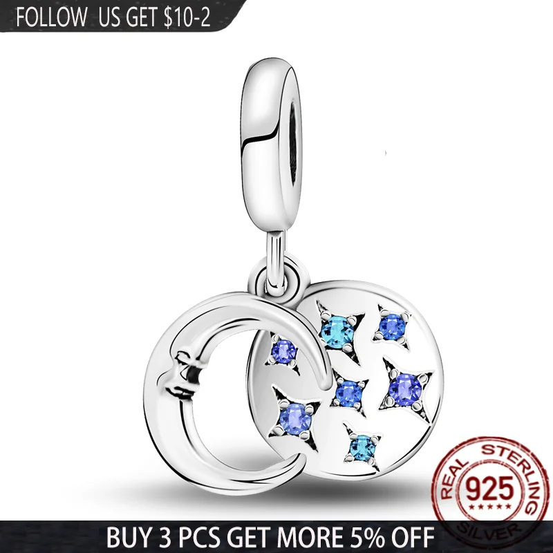 

New Arrival 100% 925 Sterling Silver Star pendant Moon Charm Bead Fit Original Pandora Bracelet&Bangle Making Women Jewelry Gift