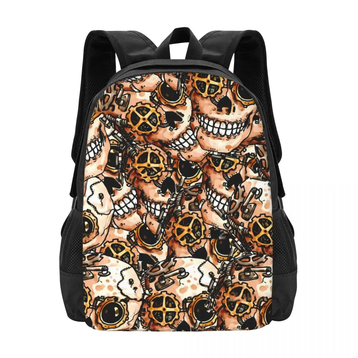 

Funky Steampunk Skull Backpack Halloween Print Hiking Backpacks Student Unisex Modern School Bags Design Soft Rucksack