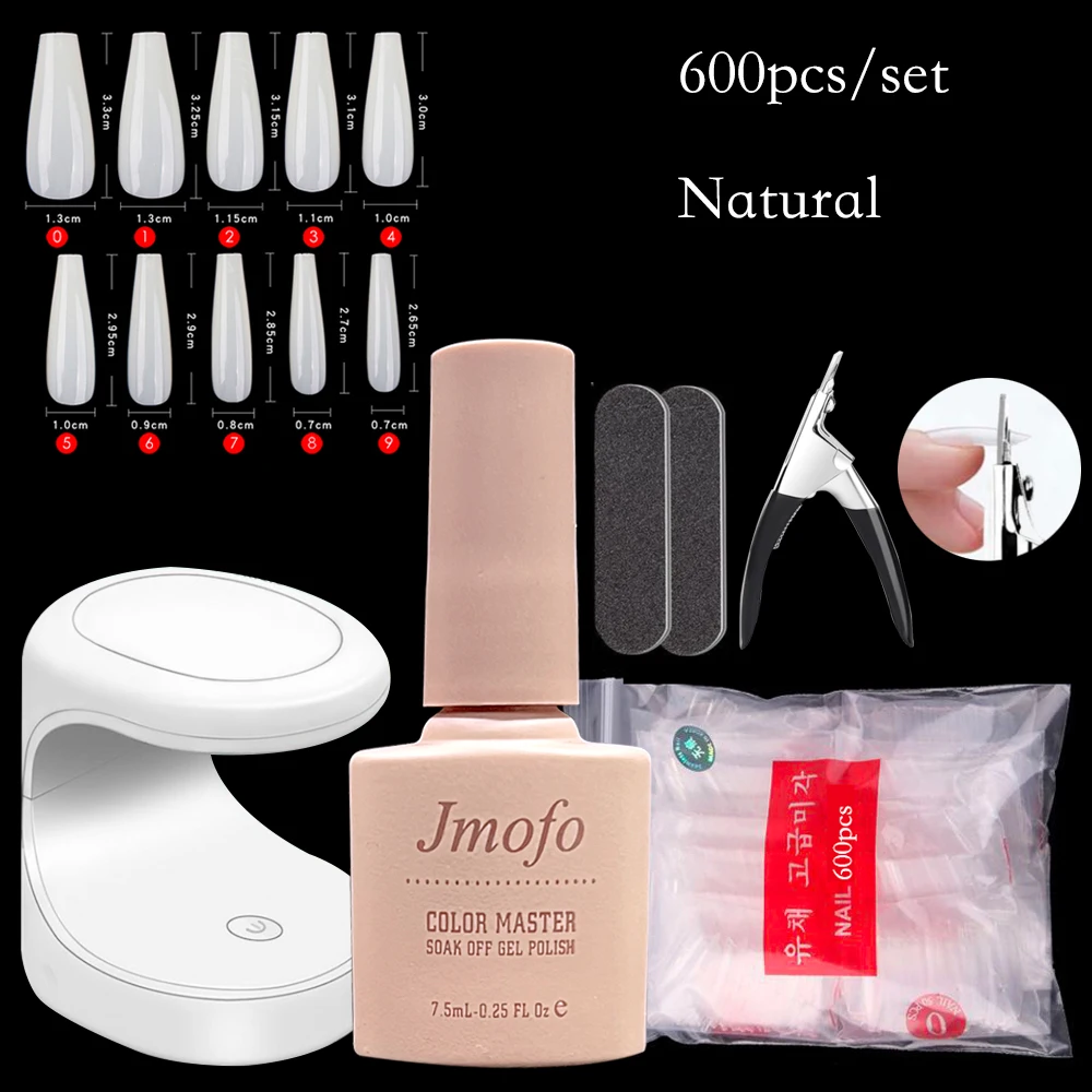 5pcs/set Clear Coffin Full Cover Nail Tip Set Square False Nail Gel 6w uv lamp Professional Material Tool Gel X Nails Extension images - 6