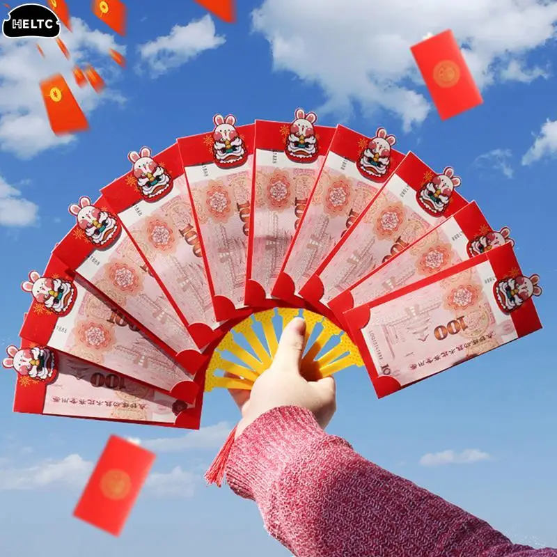 

6/8/10Cards Slots Folding Fan Shaped Red Envelope Chinese Red Envelopes Lucky Money Envelopes Chinese New Year Fan Red Envelope