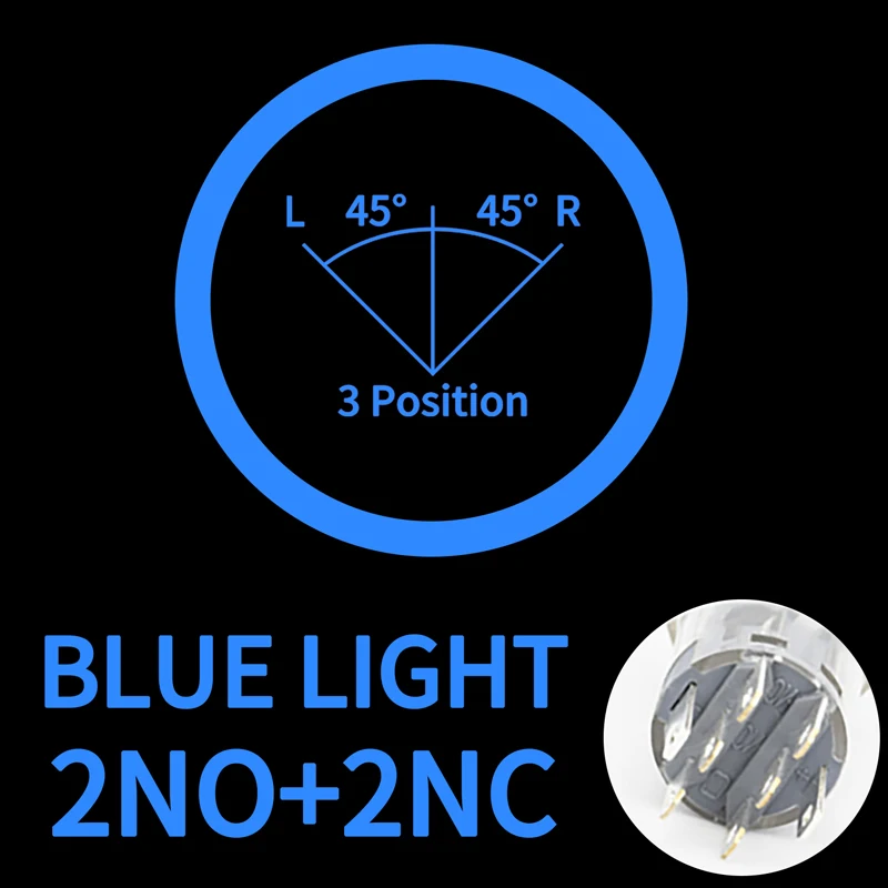 16/19/22 мм с ключом, металлический поворотный кнопочный переключатель, 2/3-позиционный самоблокирующийся тип поддержания с самовозвратом, светодиодный НЕТ/НЗ ВКЛ. ВЫКЛ, 5 цветов