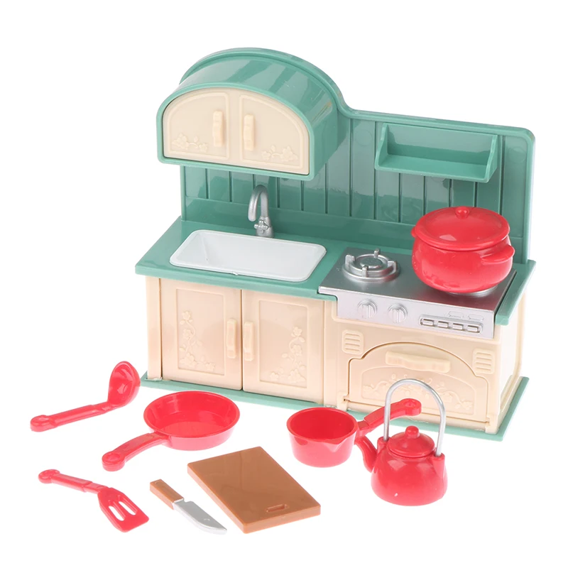 

1/12 Dollhouse Miniature Simulation Kitchen Stove Spatula Washbasin Set Kitchenware Model Furniture For Doll Play House Toy Gift