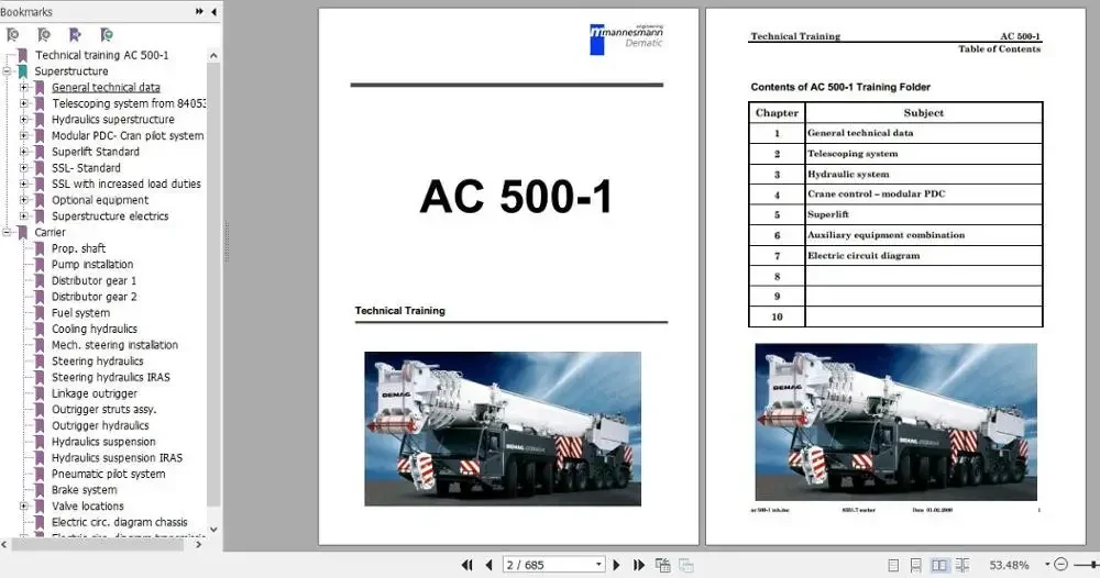 Для Terex Demag Crane Полная модель обслуживания Техническое обучение Руководство схема