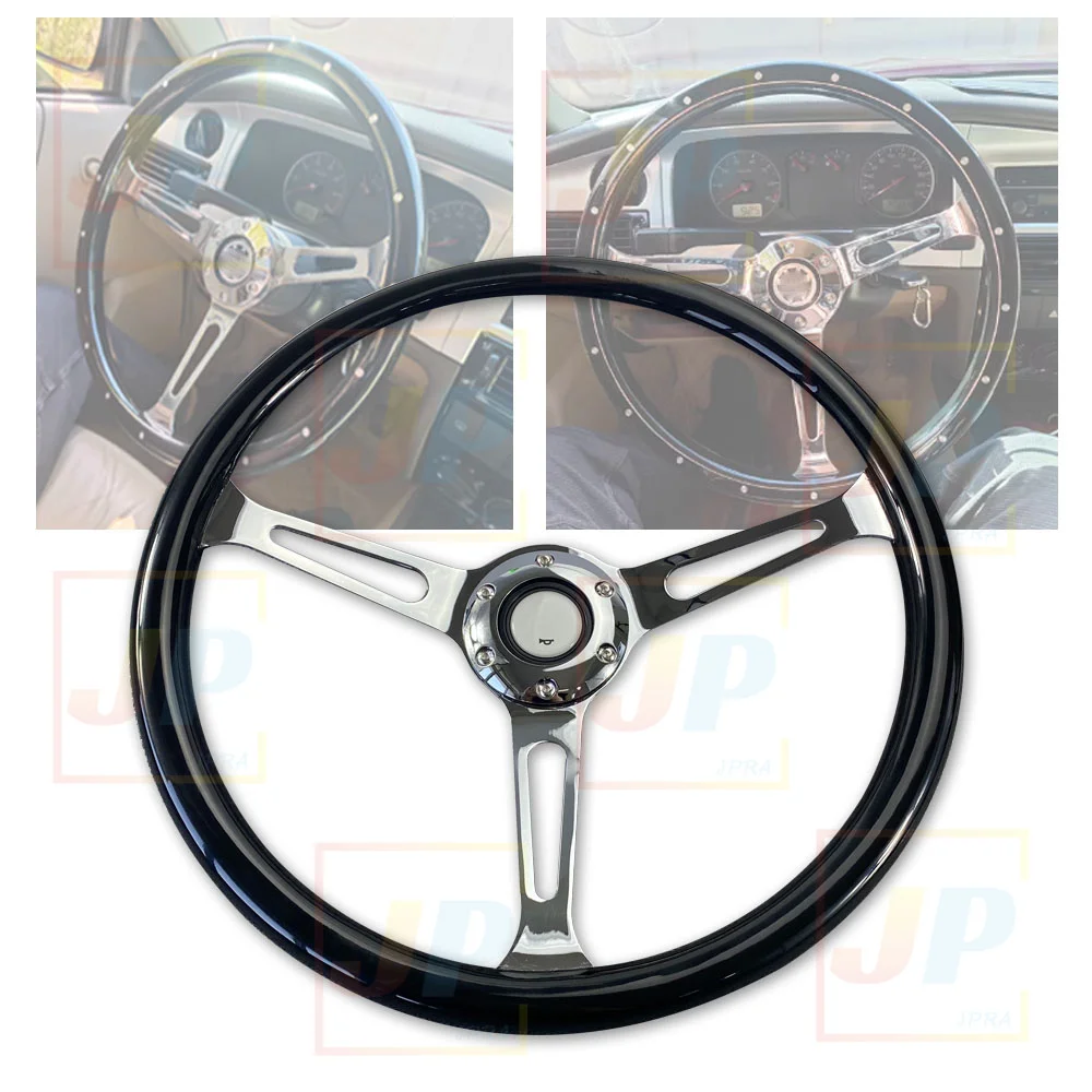 Классическое Автомобильное рулевое колесо JDM 15 дюймов из черной древесины в