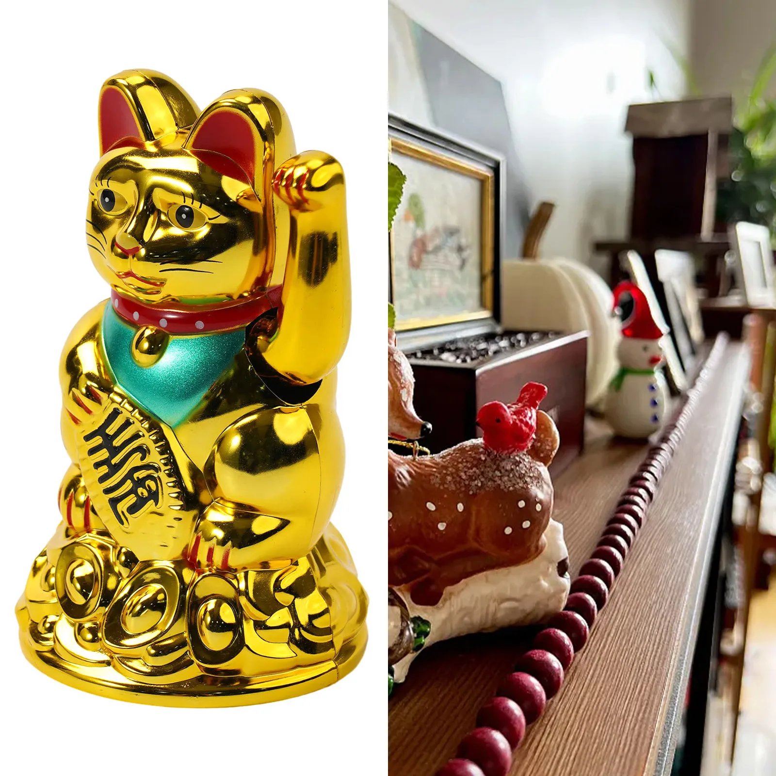 Украшение дома китайский Lucky Waving Cat Beckoning Maneki Neko Gold Fortune Feng Shui 6 5 \\\" дюймов