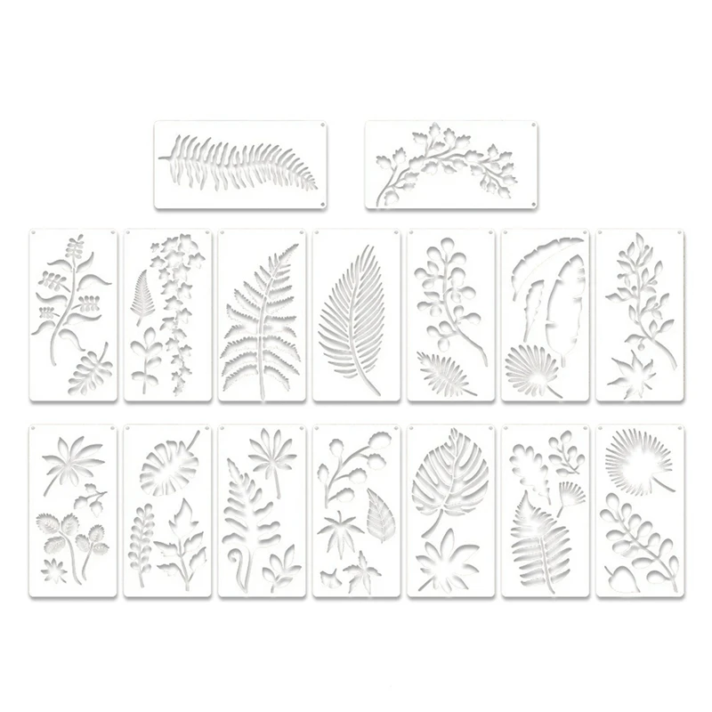 

48 Pieces Leaves Stencil Reusable Sheet Painting Stencil Sheet Wall Stencil Leaf Pattern Template Tropical Leaf Reusable