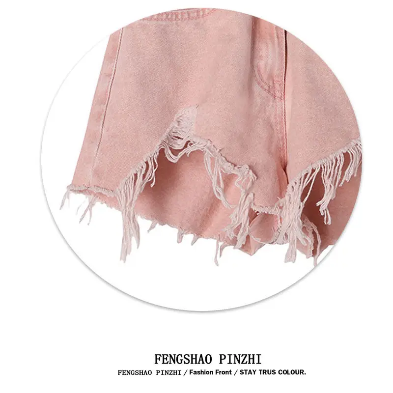 Summer Women's Denim Shorts Casual Jeans Shorts Solid Color High Waist Hot Pants