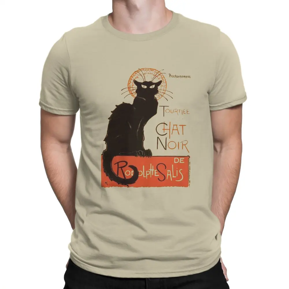 

Cat Cute Animal Crewneck TShirts Tournee Du Chat Noir After Steinlein Personalize Men's T Shirt Funny Tops 6XL