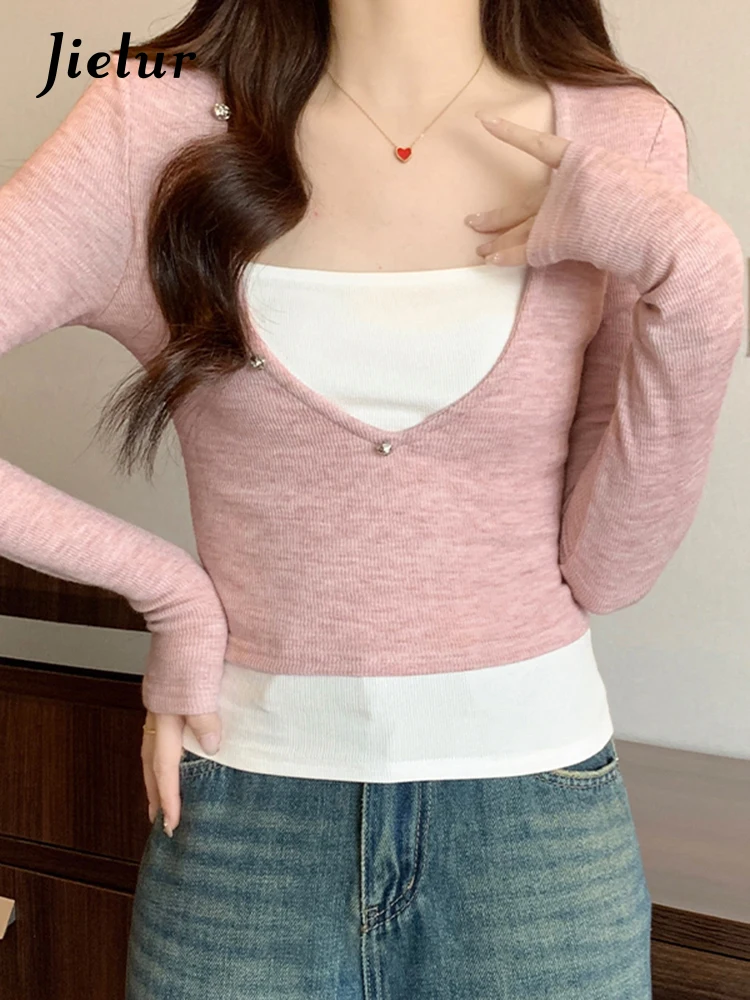 Jielur весенний сексуальный комплект из двух предметов женская блузка