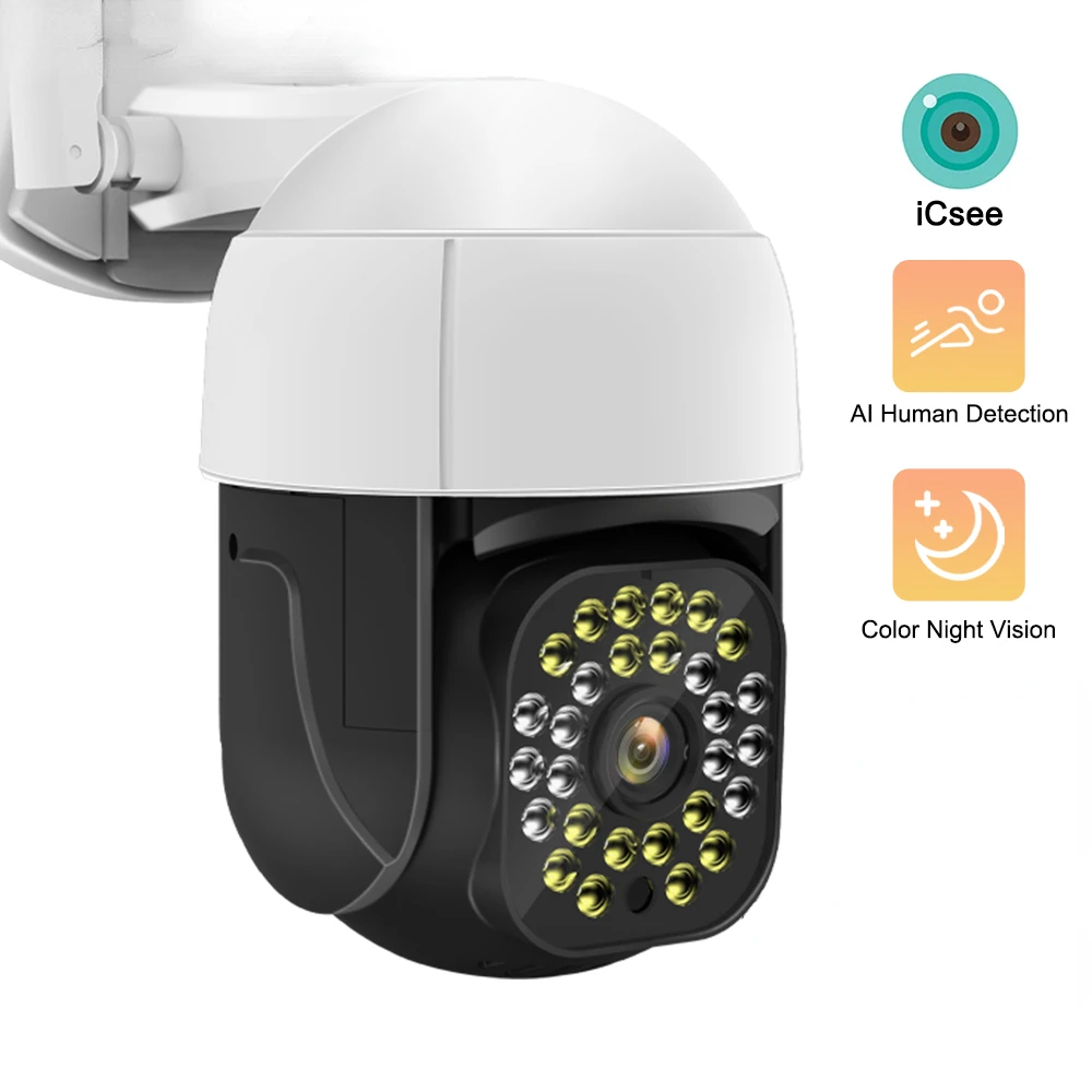 

2MP Outdoor WiFi Surveillance IP Camera AI Human Detection Color Night Vision 4K Wireless Security Protection PTZ Camera ONVIF