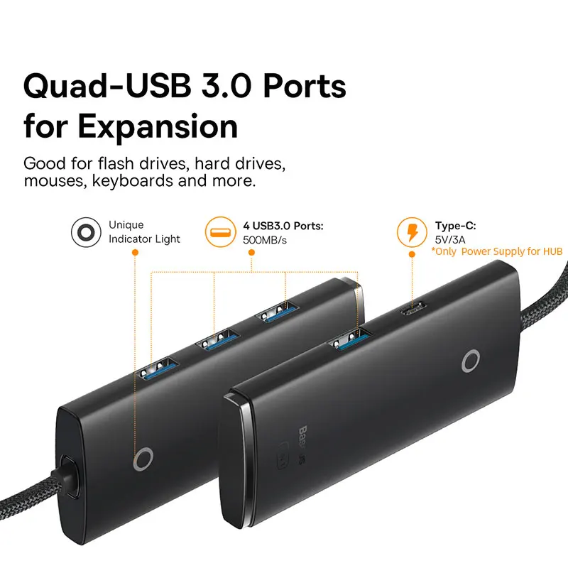 USB-концентратор Baseus 4 в 1 USB Type C на Multi 3 0 |