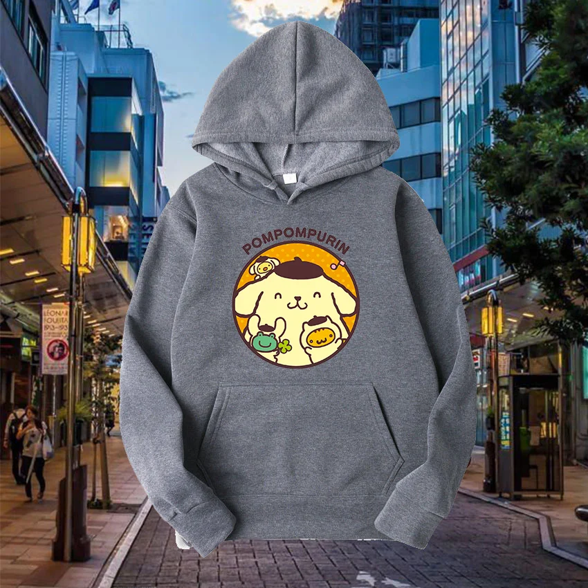 Толстовка Sanrio Purin для мужчин и женщин Повседневная Уличная одежда в стиле хип-хоп