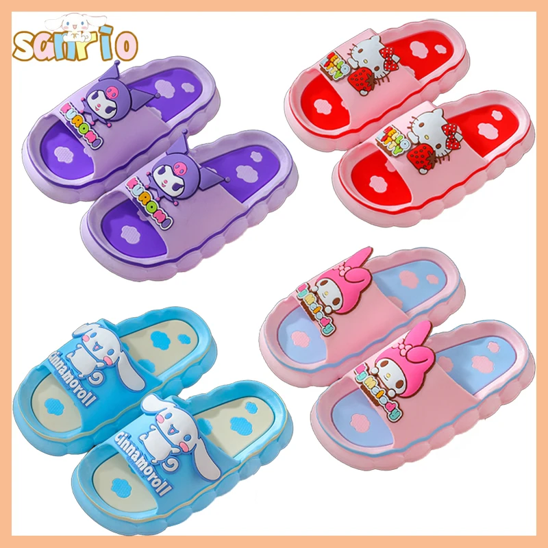 

Kawaii Sanrio Hello Kitty Kuromi Slippers My Melody Cinnamoroll Anime Summer Beach Outdoor Anti-Slip Sandals Baby Toys for Girls