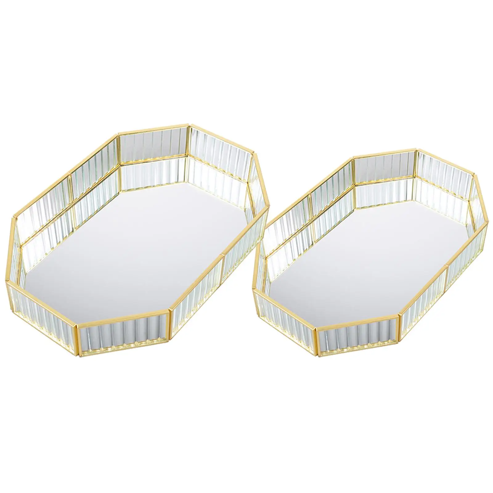

Glass Vanity Mirror Tray Dresser Jewelry Makeup Trays for Decor Bedroom